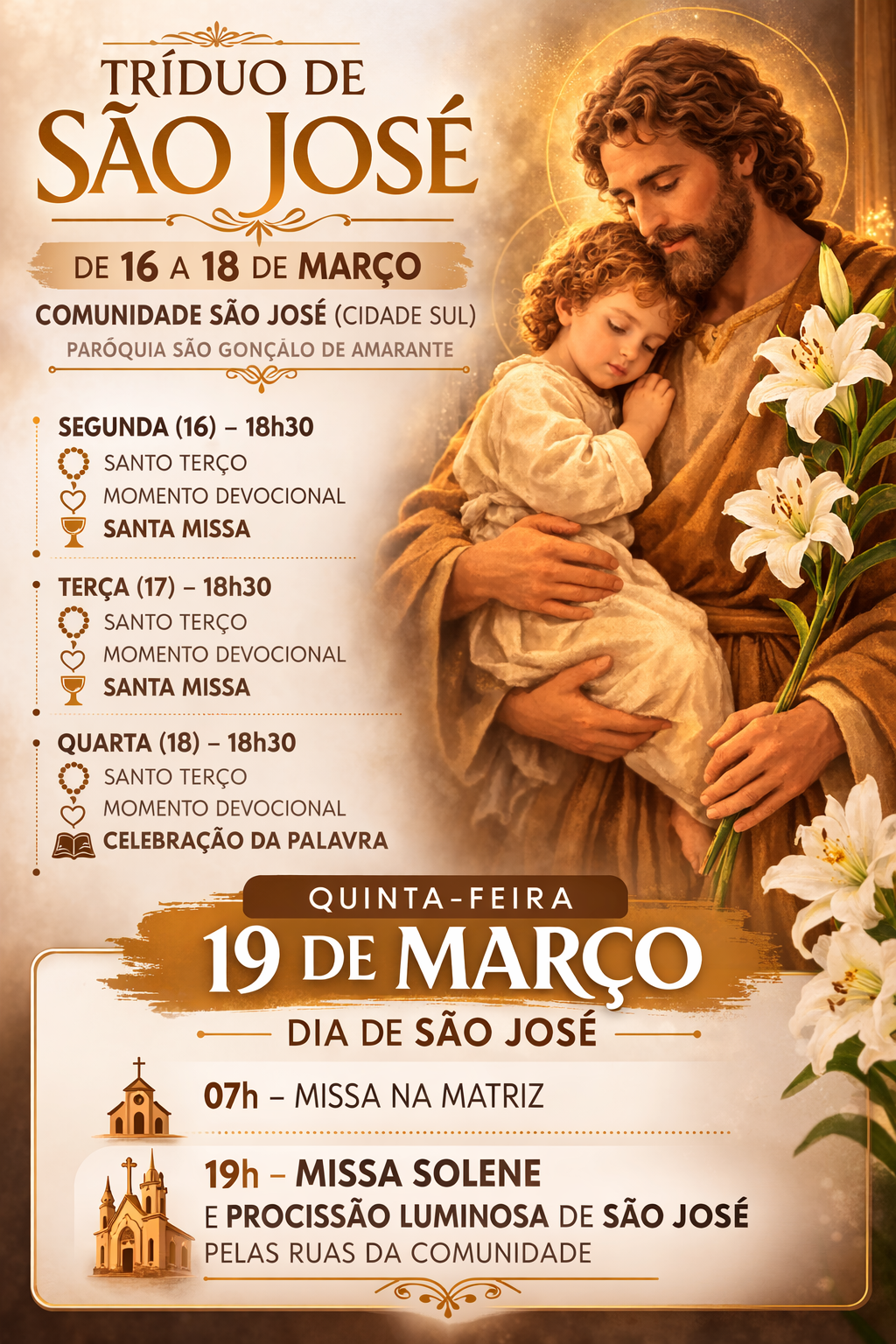 TRÍDUO EM HONRA A SÃO JOSÉ, ESPOSO DE MARIA